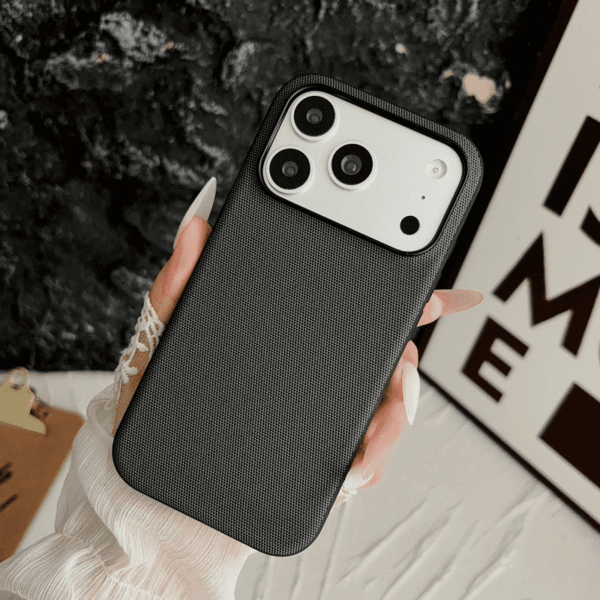 Classic Black tech-weave hidden-magnet iPhone case