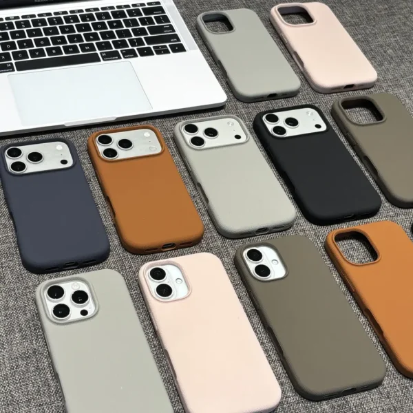Lychee-Texture Silicone iPhone Case with Open Camera Cutout
