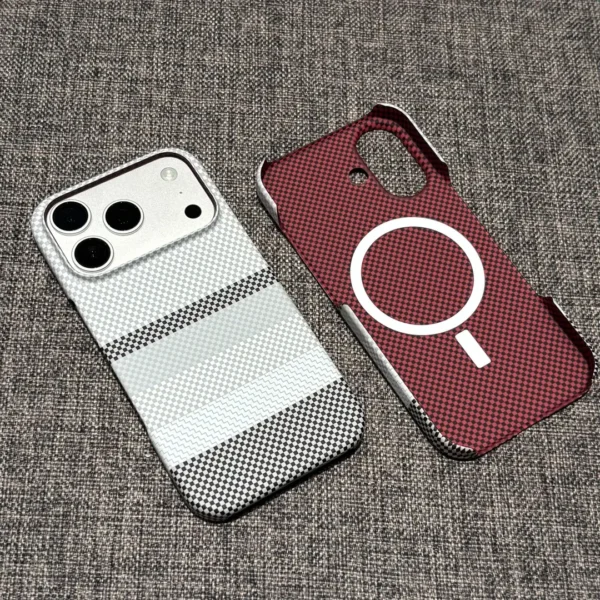 Carbon-Pattern Half-Cover Magnetic iPhone Case